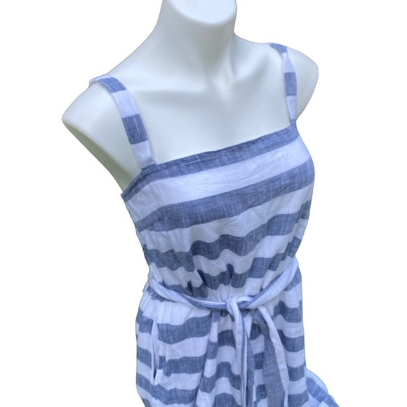 Theodore & Chelsea Blue/White Striped Ruffled Bottom Belted Sundress Sz Medium - Picture 4 of 14